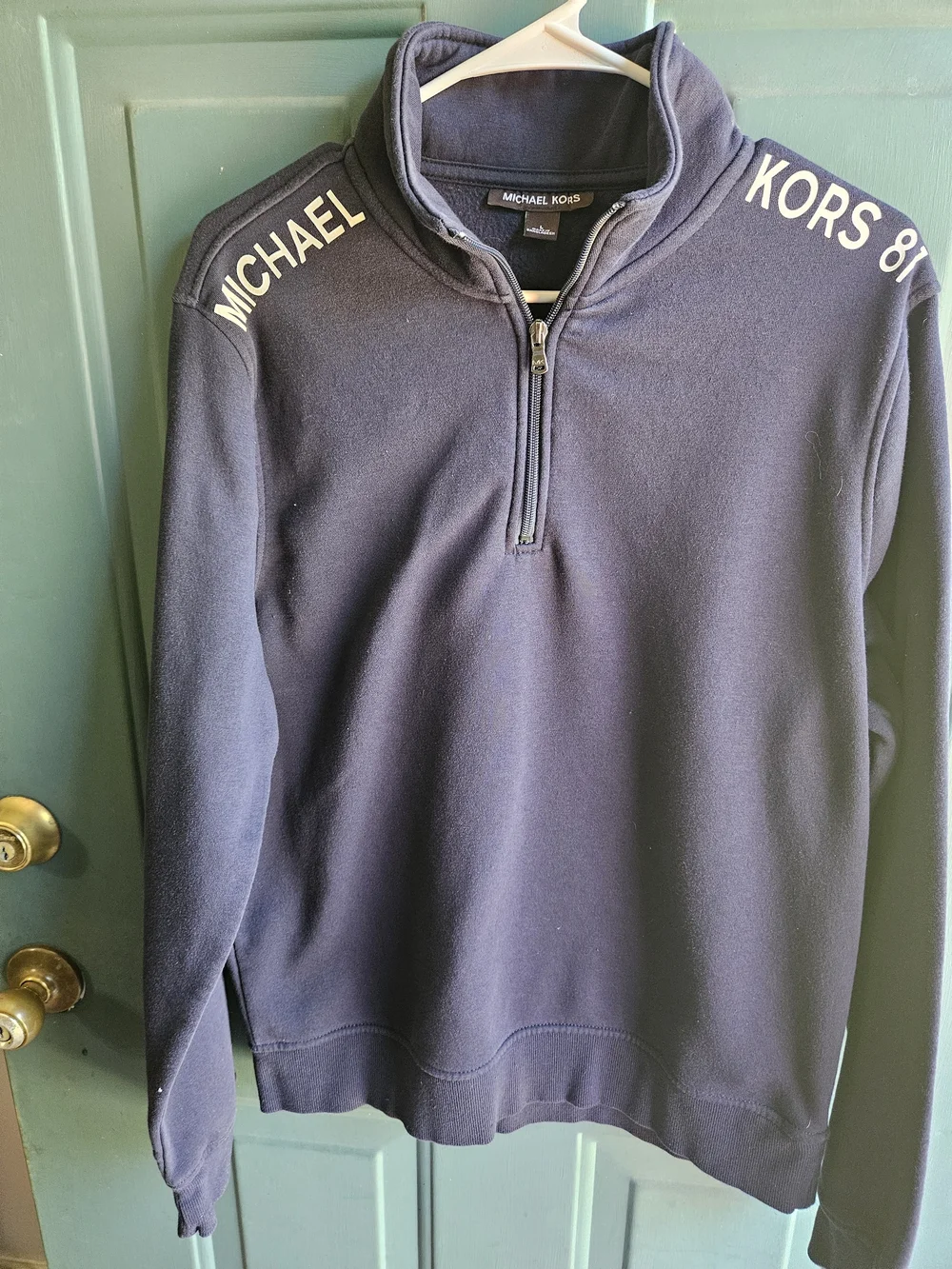 Michael Kors Men's Navy Quarter-Zip Pullover Sweater Size Large Dress Casual